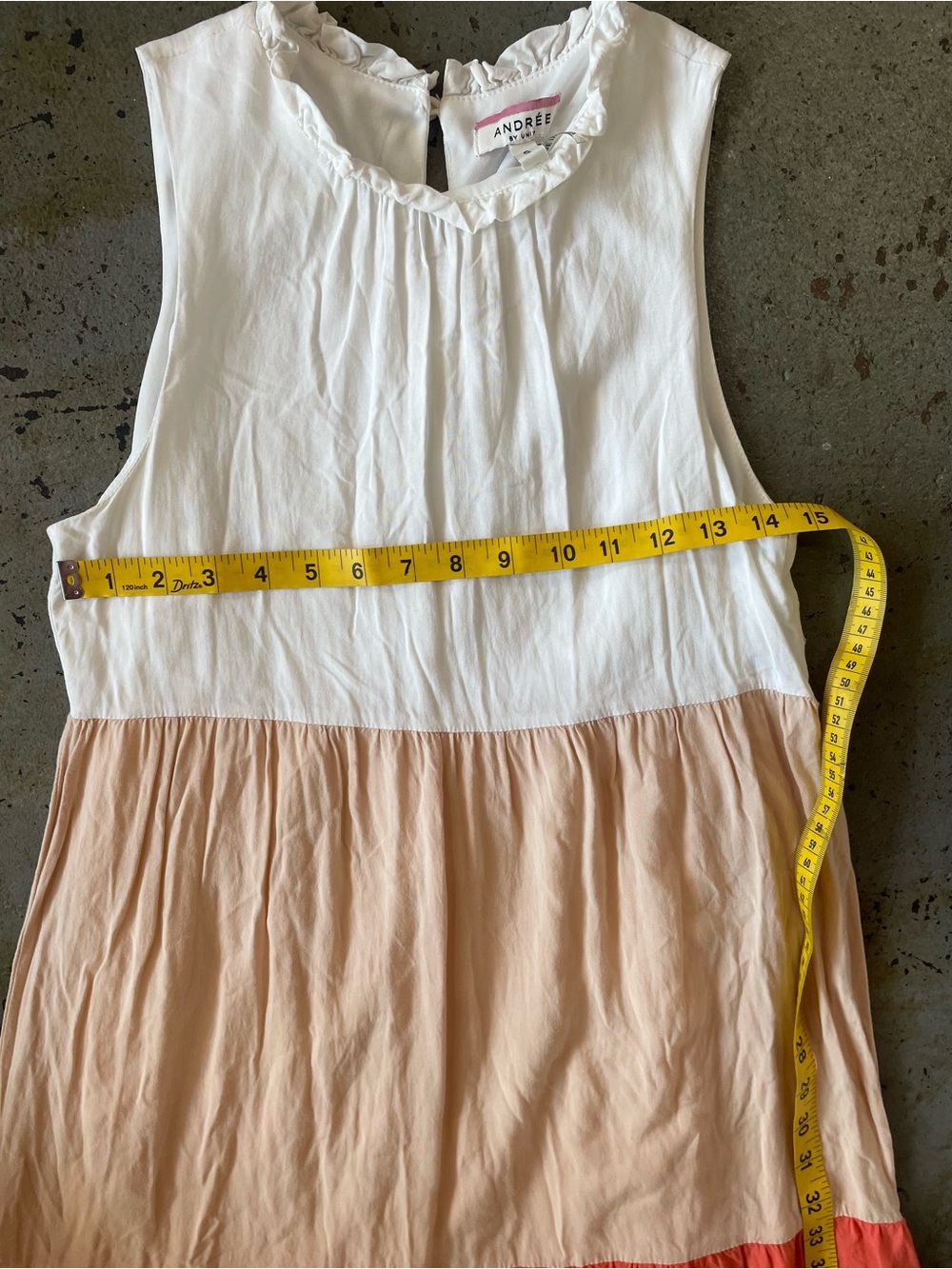 Andree by Unit Colorblock Sleeveless Midi Dress in White, Peach & Coral Size Sm - Picture 4 of 6